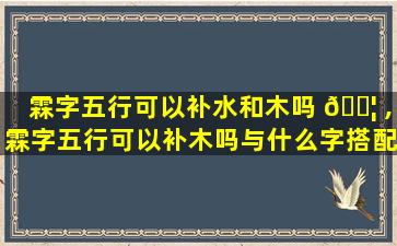 霖字五行可以补水和木吗 🐦 ,霖字五行可以补木吗与什么字搭配取名 🌷 寓意好